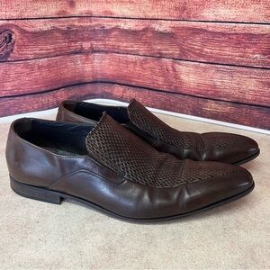 Hugo Boss Brown Leather Slip On Dress Loafers